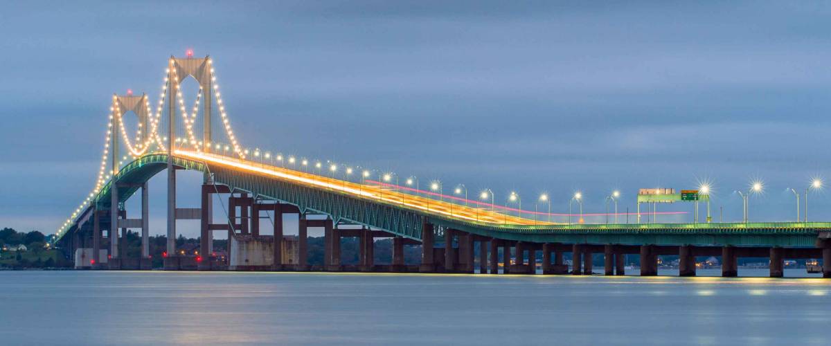 The Claiborne Pell Bridge is among the longest suspension bridges in the world - Newport, RI, USA