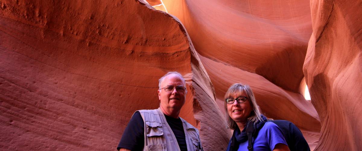 Older couple hiking in Arizona