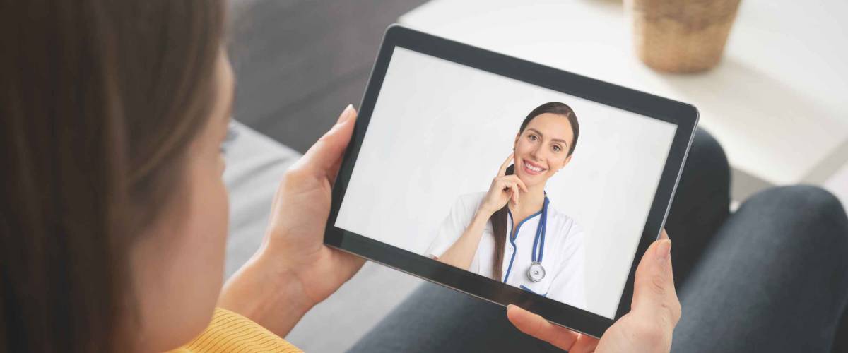 Doctor video chat consultation. Telemedicine or telehealth concept.