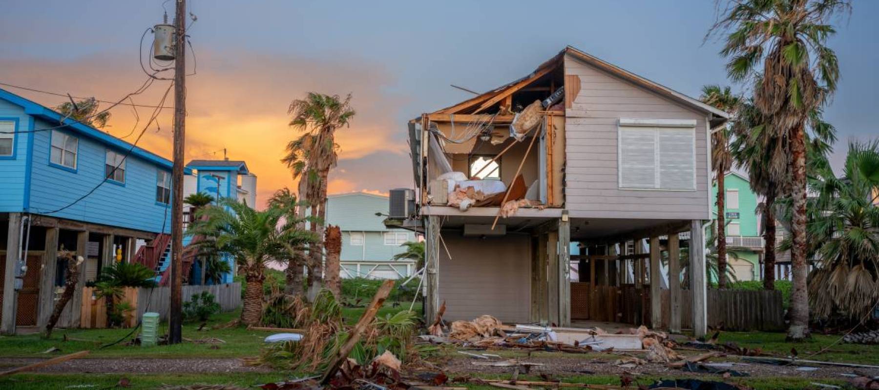 A home is severely damaged after Hurricane Beryl swept through Texas.