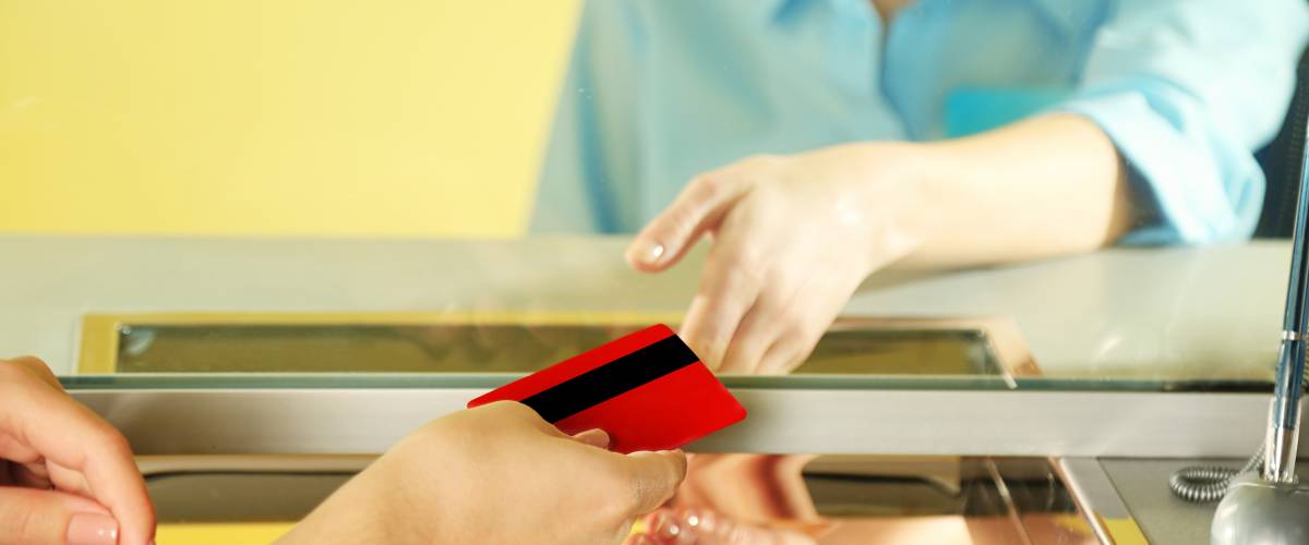 Teller window with cashier