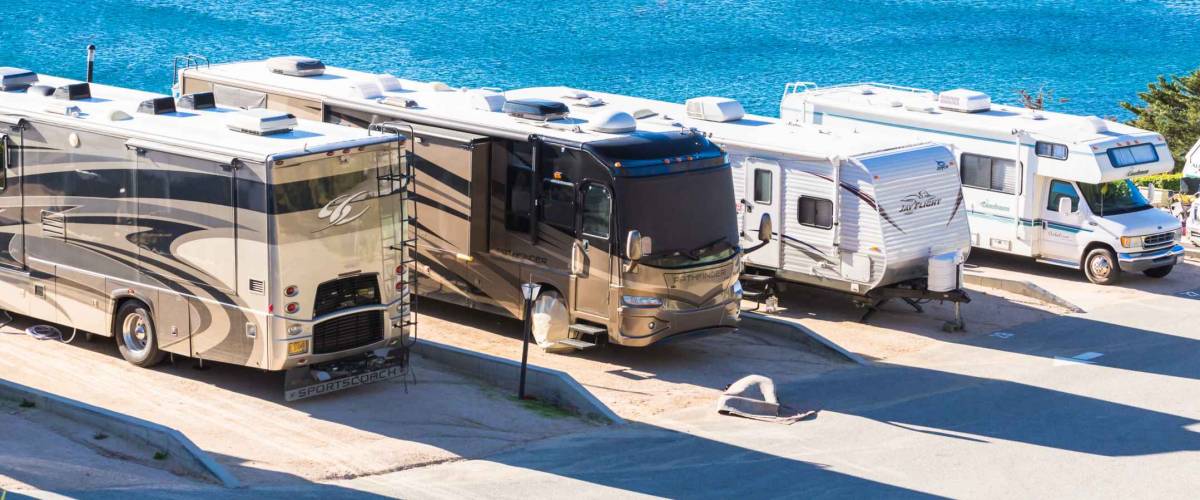 Malibu, California, USA-December 26, 2014. Winter RV camping on cost of California.