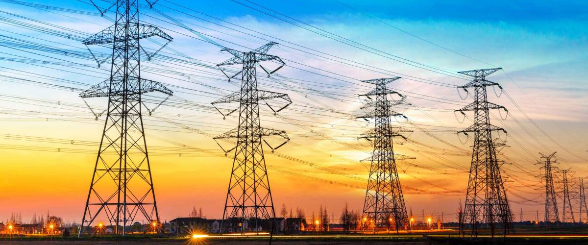 high voltage post,High voltage tower sky sunset background