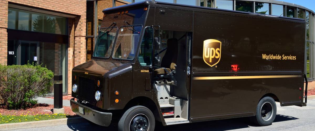 UPS Van parked in front of building