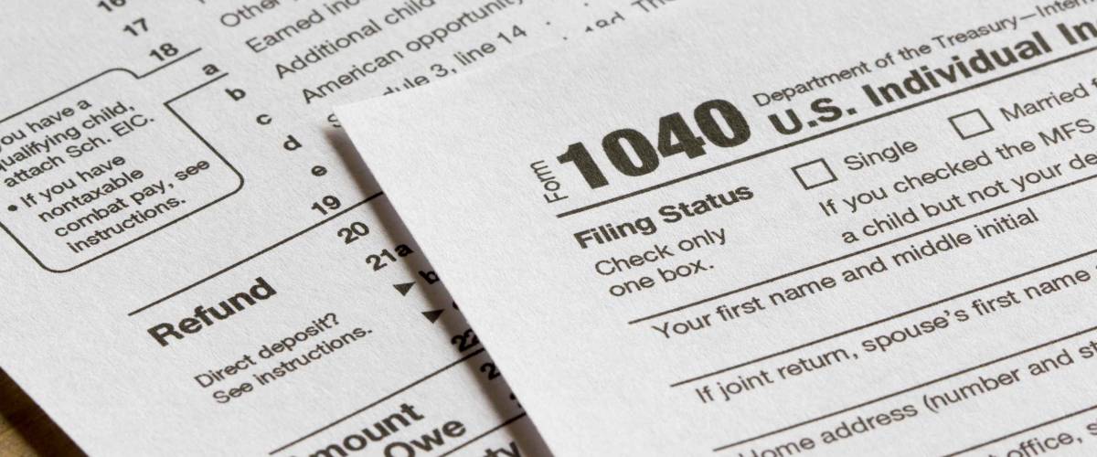 Portland, Oregon, USA - Jan 7, 2020: Form 1040, U.S. Individual Income Tax Return for year 2019.