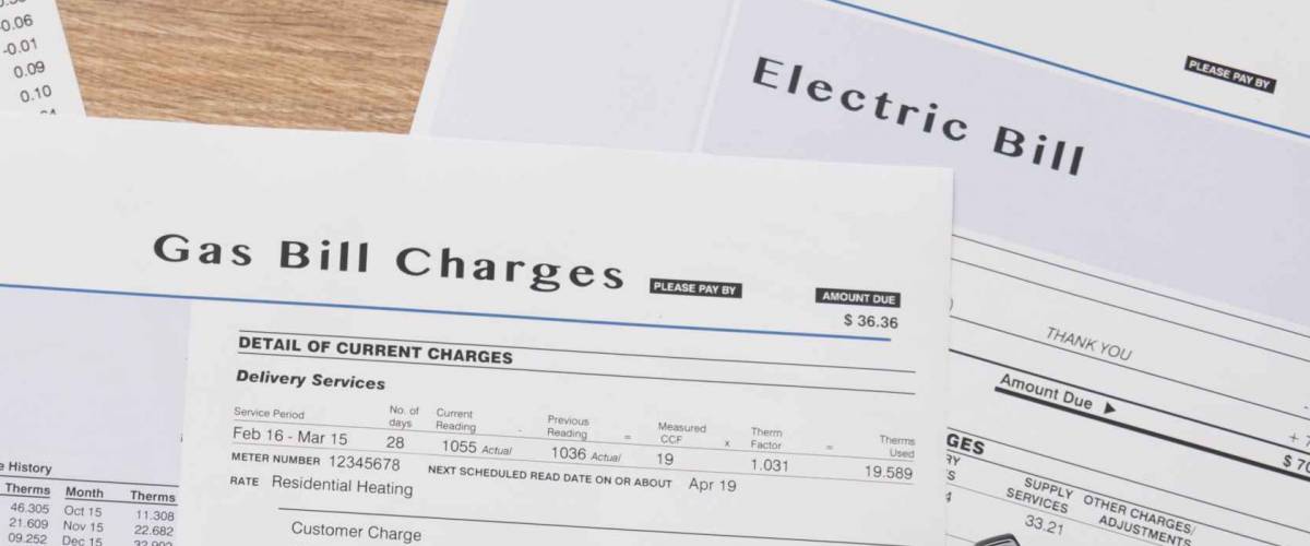 Gas bill charges paper form on the table