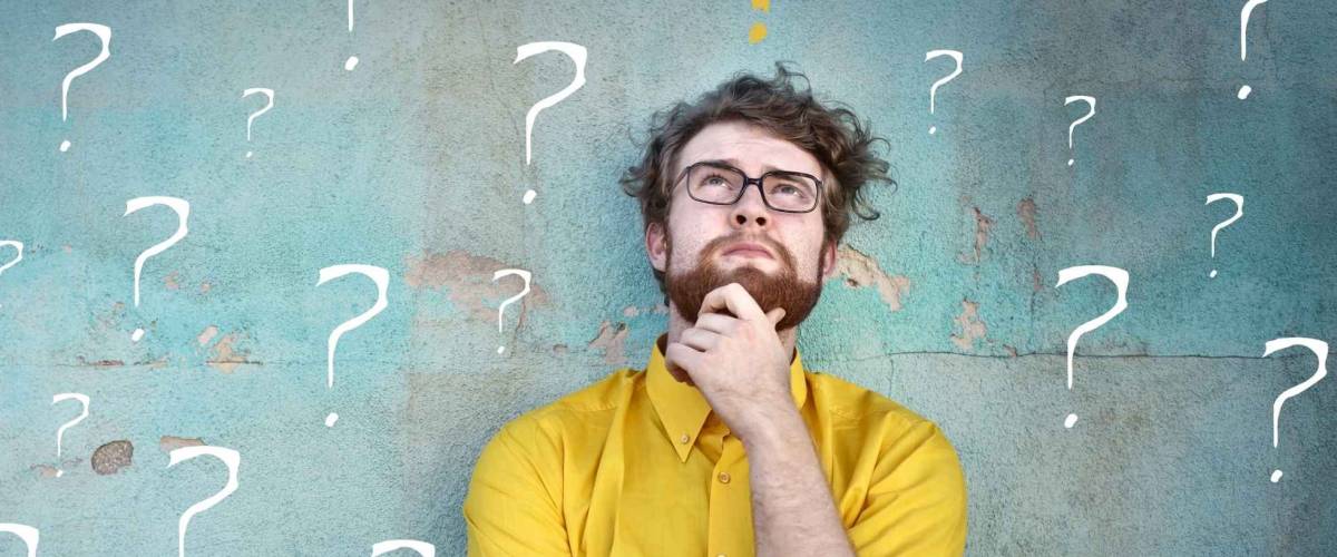 Doubtful man asking questions to himself