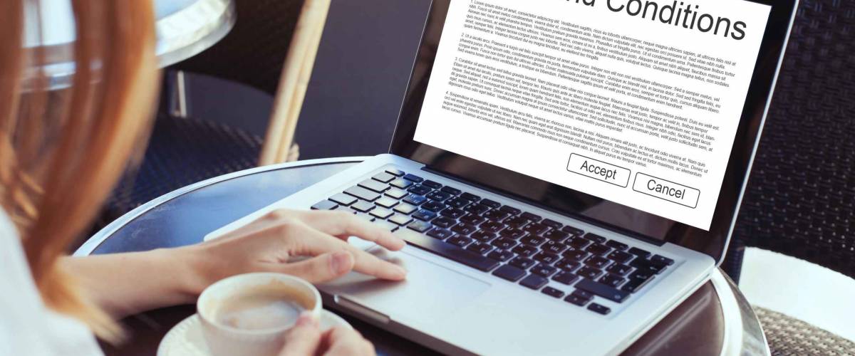 terms and conditions, website cookies, concept on the screen of computer