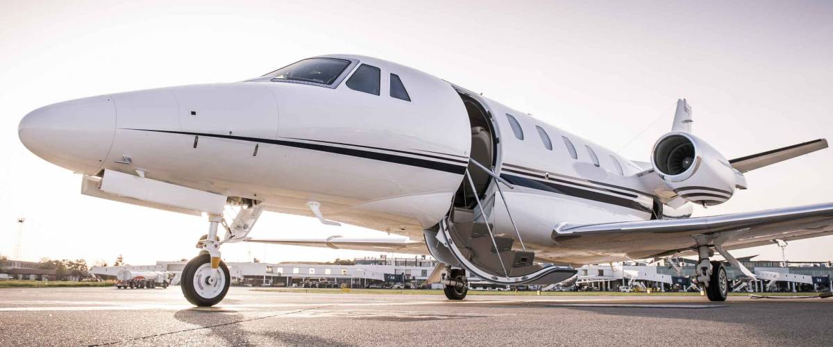 Luxury business jet ready for boarding