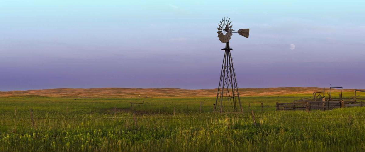 Nebraska Windmill in the Sandhills Preserve at Sunset