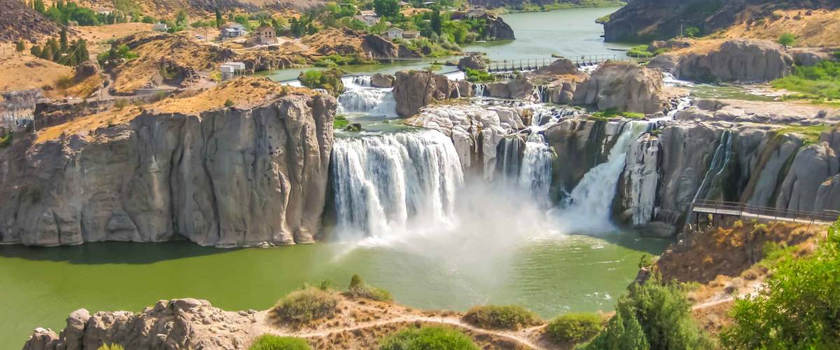 Spectacular aerial view of Shoshone Falls or Niagara of the West, Snake River, Idaho, United States.