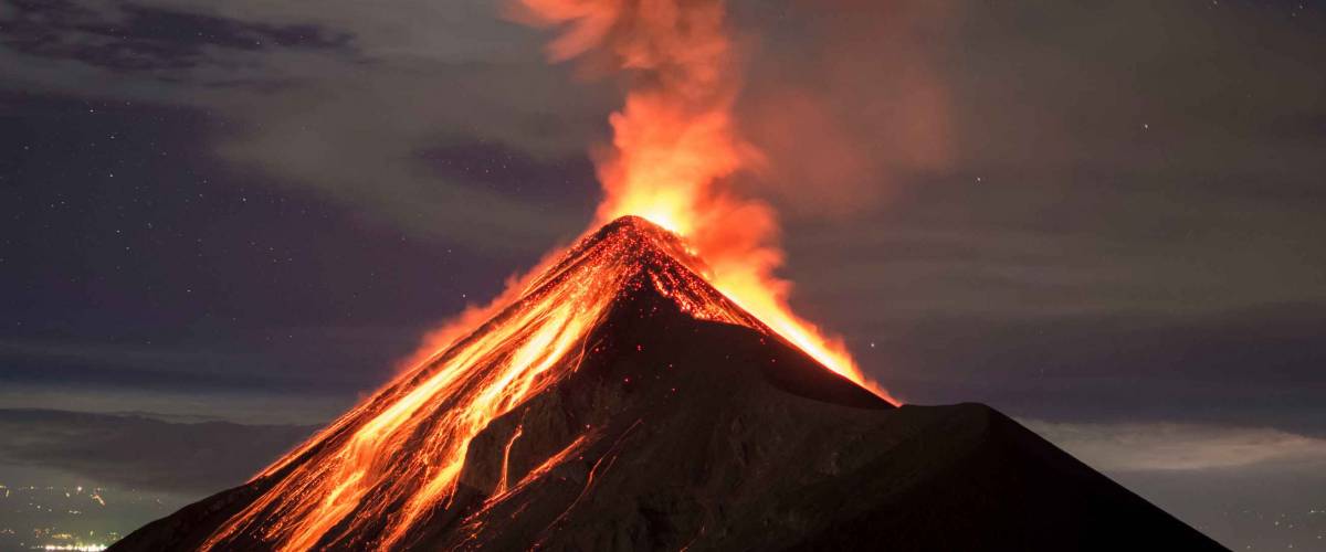 Lava going down the Volcano Fuego in Antigua, Guatemala, right after an eruption.