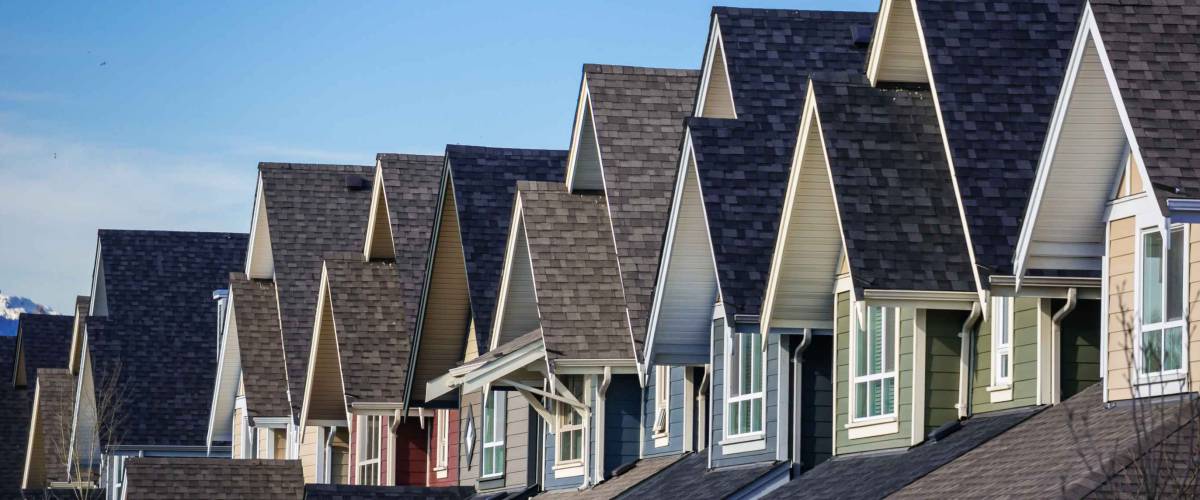 Row of modern townhouses in Vancouver, Canada