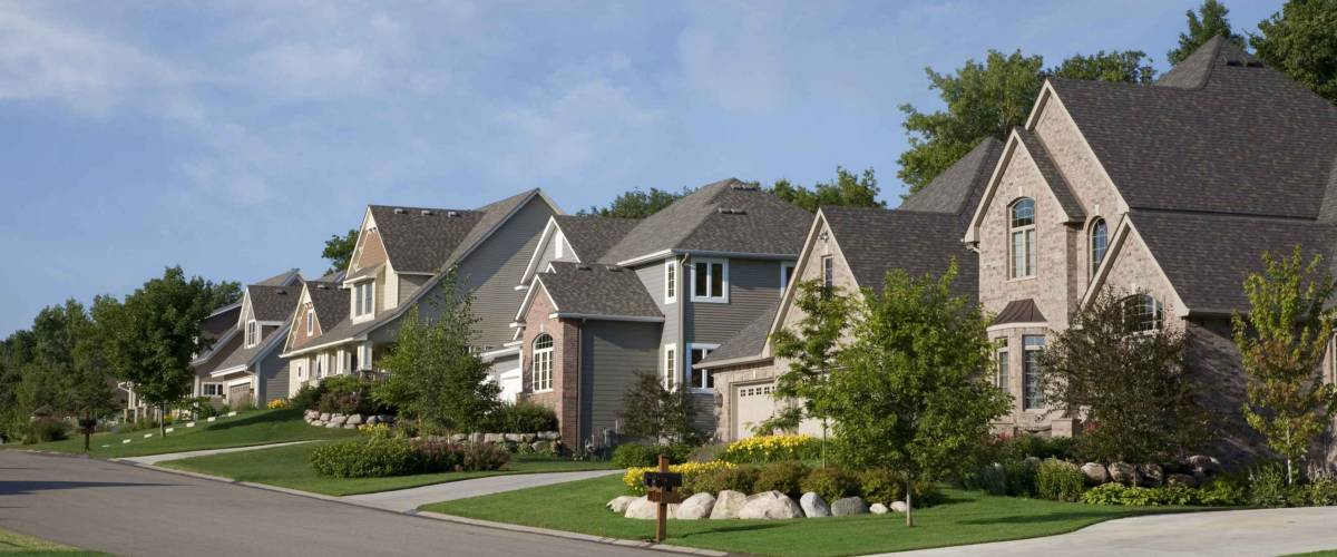Upscale houses on a suburban street in the USA