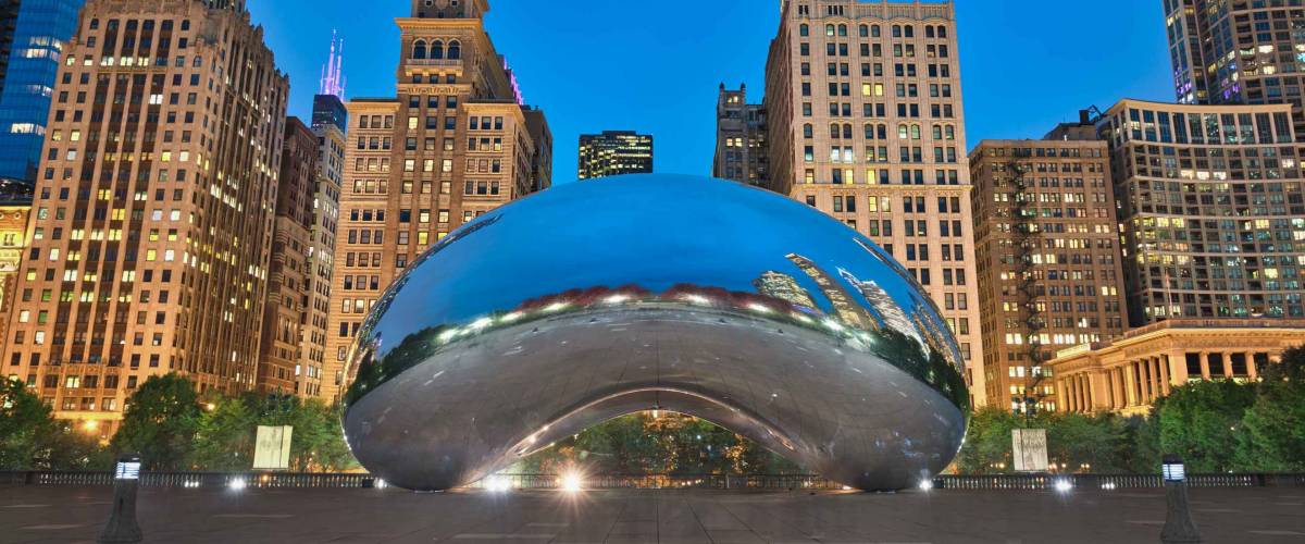 Photo of the Millenium Park at the blue hour time