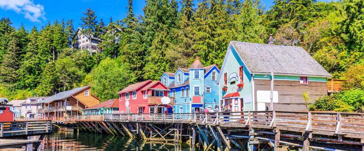 Ketchikan, Alaska. Creek Street, the historic broadwalk.