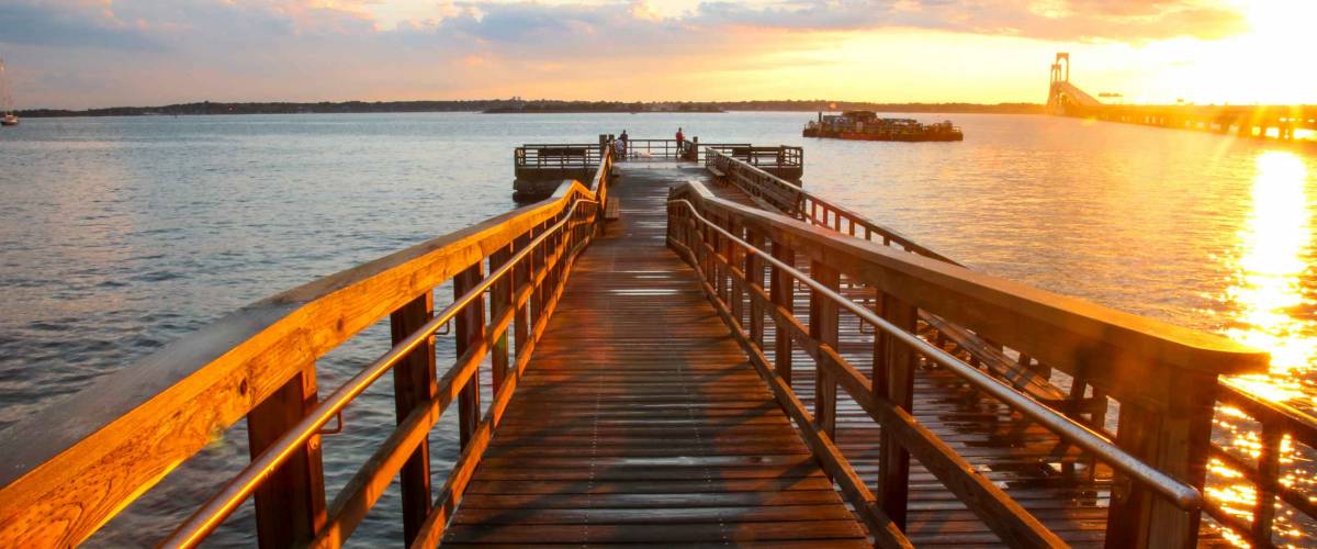 Van Zant Pier after a rainstorm in Newport, Rhode Island.