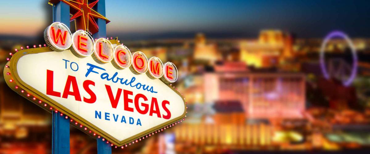 Welcome to Never Sleep city Las Vegas, Nevada Sign with the heart of Las Vegas scene in the background. (all logo had been removed).