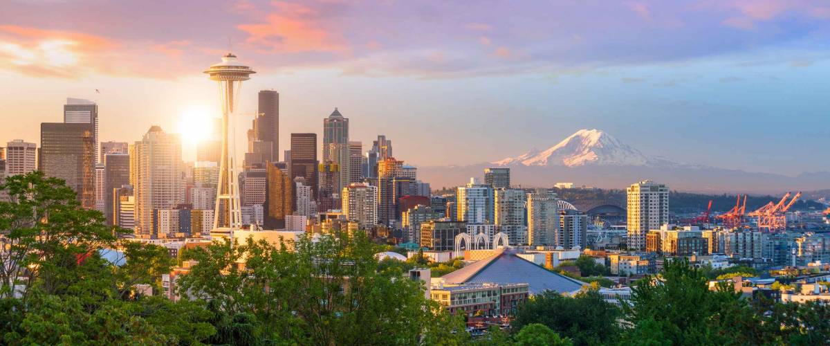 View of downtown Seattle skyline in Seattle Washington, USA
