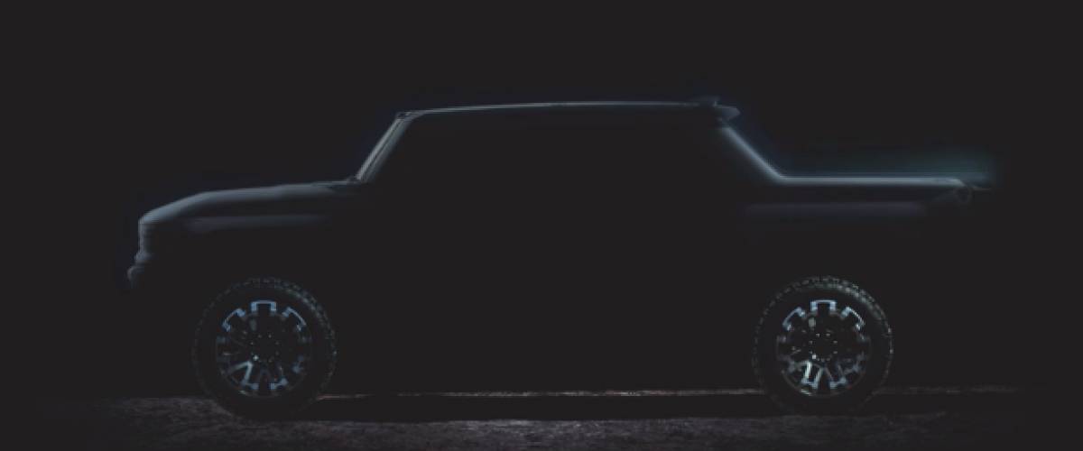 The upcoming Hummer electric vehicle is teased in this silhouette image.