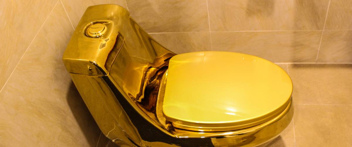 A golden toilet.