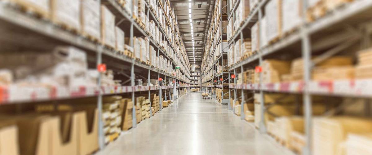 Large Inventory. Warehouse Goods Stock for Logistic shipping banner background.