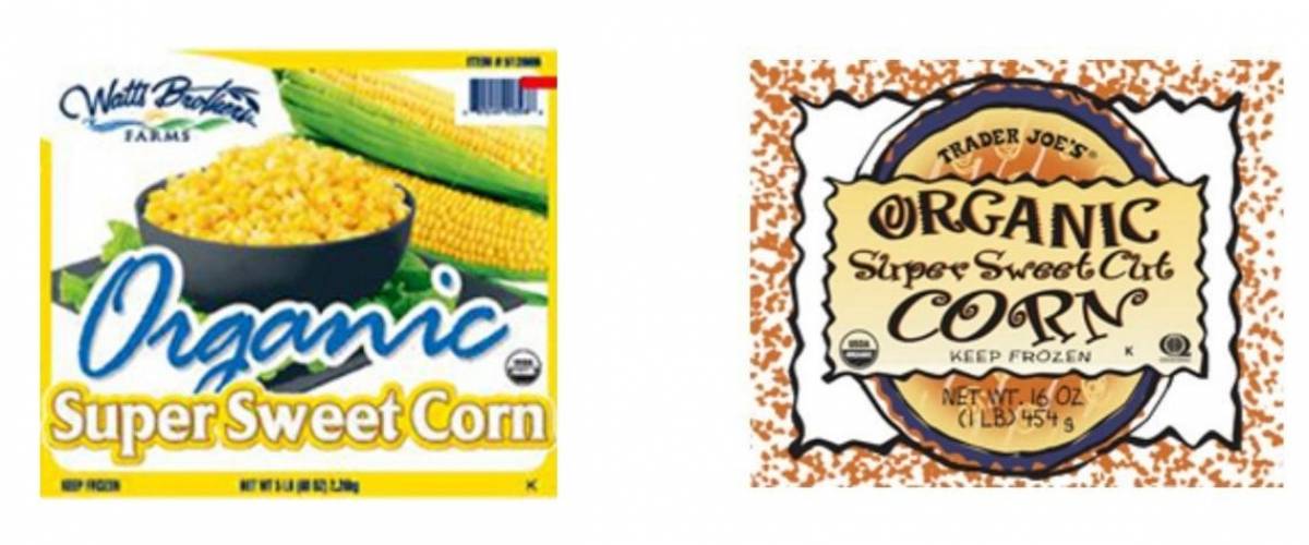 Watts Brothers Farms organic super sweet corn vs Trader Joe's organic super sweet corn