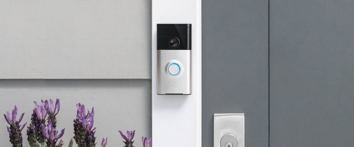 Ring video doorbell outside a home