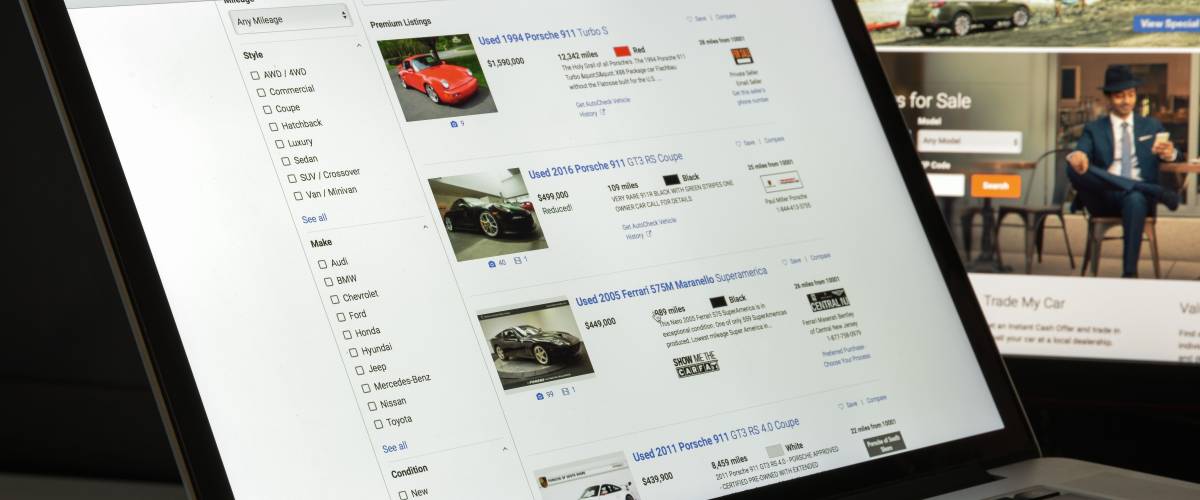Autotrader website on a laptop
