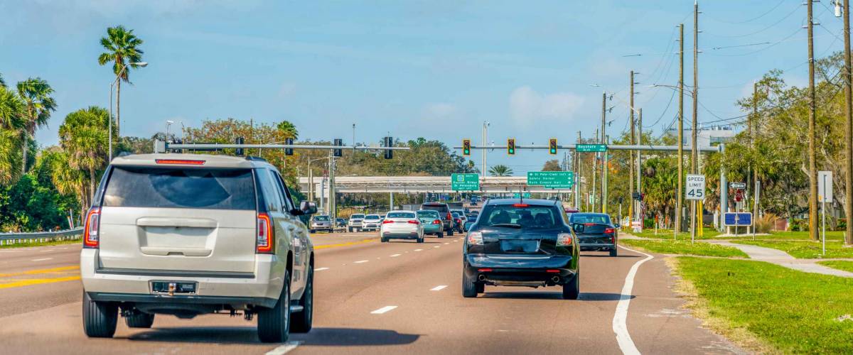 Traffic in southern Florida on a cloudy day, USA