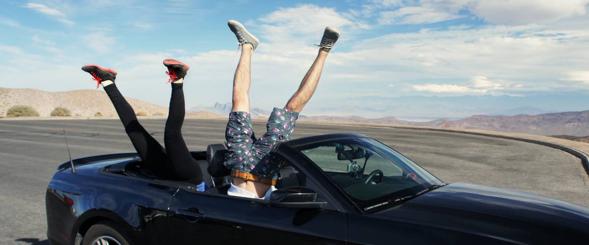 Upside down in car
