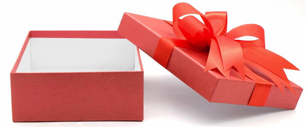 Christmas, New Year's Day ,Open red gift box top view white background 3d rendering