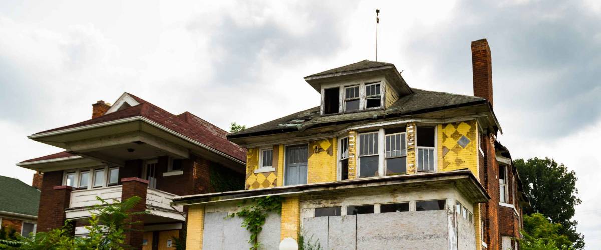 Abandoned Home in Detroit, Michigan. This is a deserted building in a bad part of town.