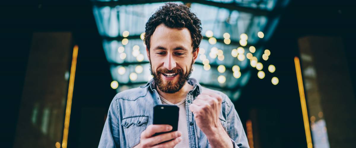 Excited on phone