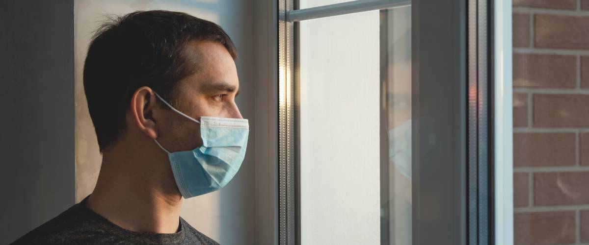 Concerned man in mask