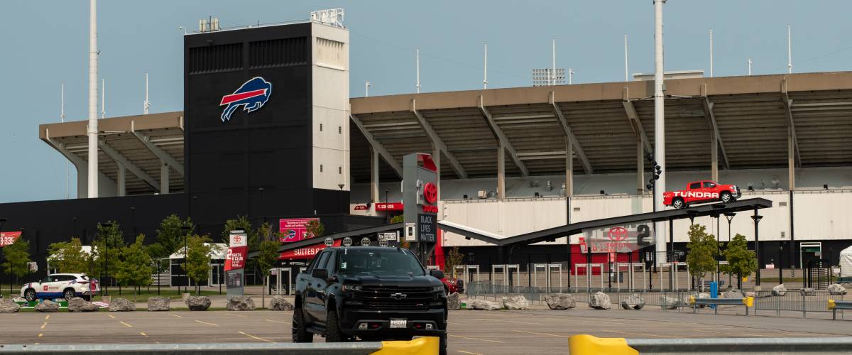 Parking lot outside Bills Stadium in Buffalo
