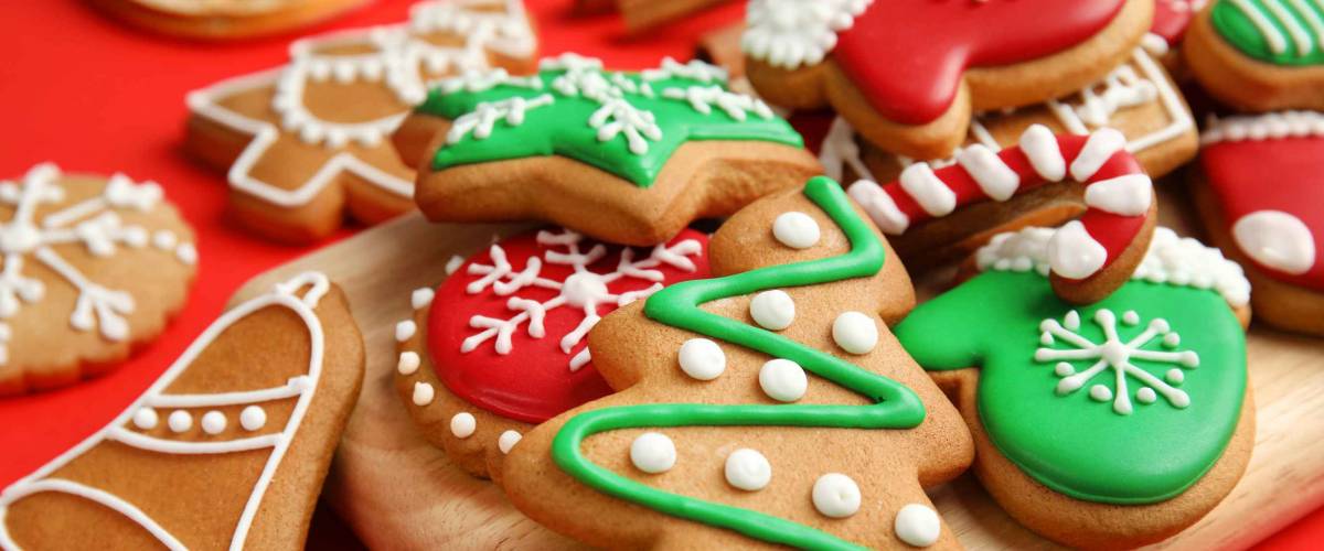 Tasty homemade Christmas cookies, closeup