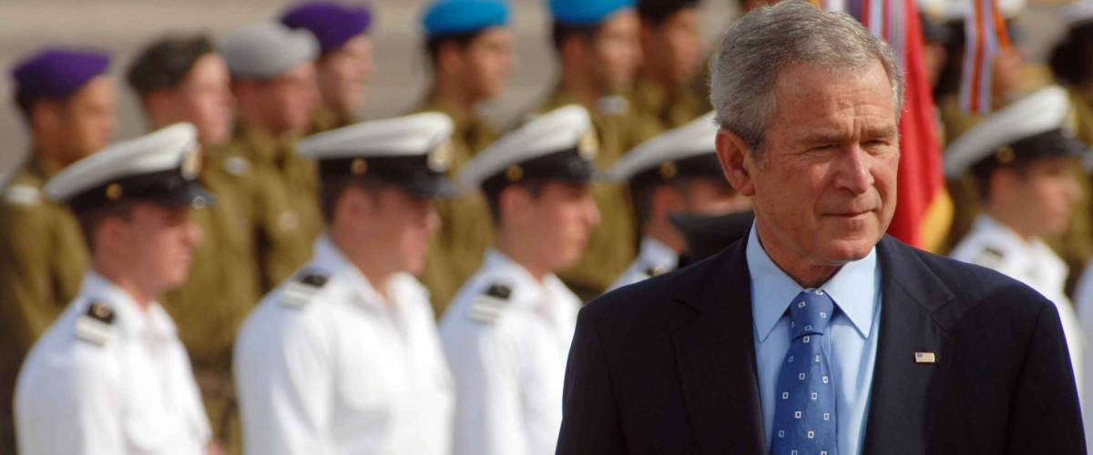 TEL AVIV - JAN 09 2008:U.S. President George W. Bush during the welcoming ceremony in Israe.US President George W. Bush visited Israel twice during his two terms.