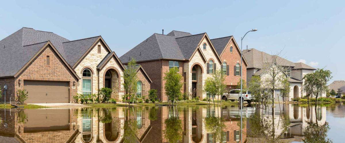 Houses in Houston suburb flooded from Hurricane Harvey 2017