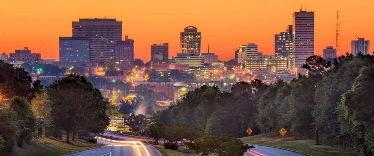 Skyline of downtown Columbia, South Carolina from above Jarvis Klapman Blvd.