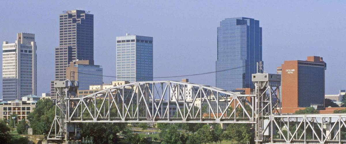 Bridge over Arkansas River view from North Little Rock, Little Rock, Arkansas