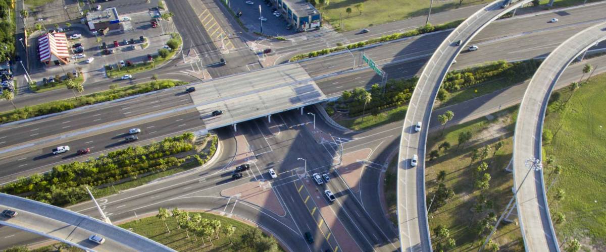 Birds eye view of a cross over in south texas