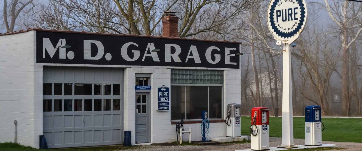 USA, Ohio - April 26, 2018: vintage gas station (M.D.Garage), Ohio US