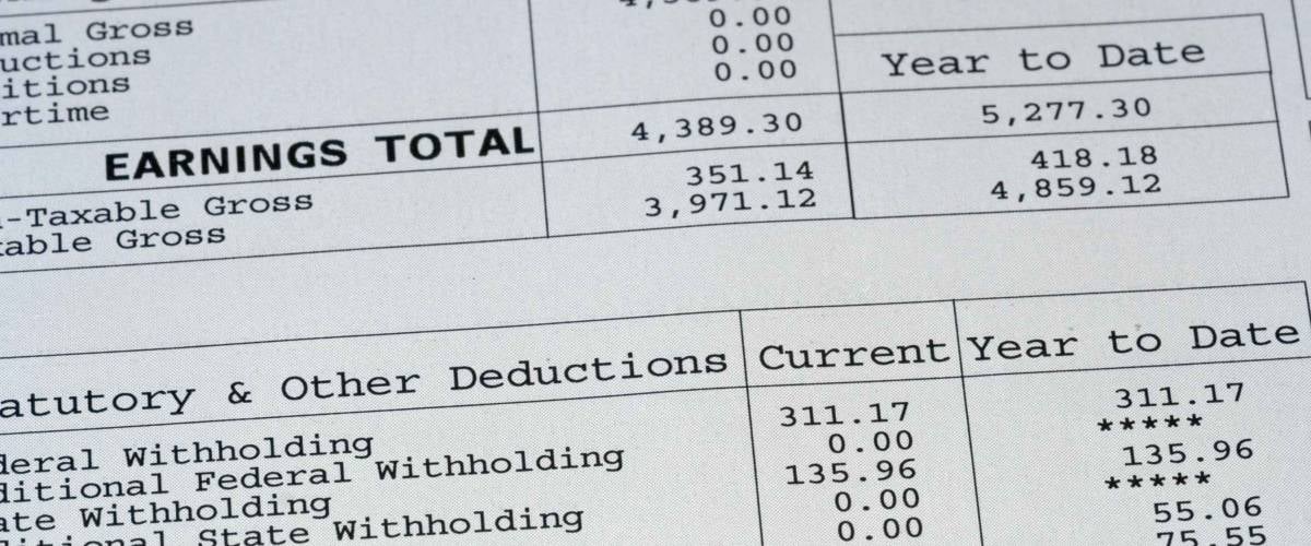 up close of paystub