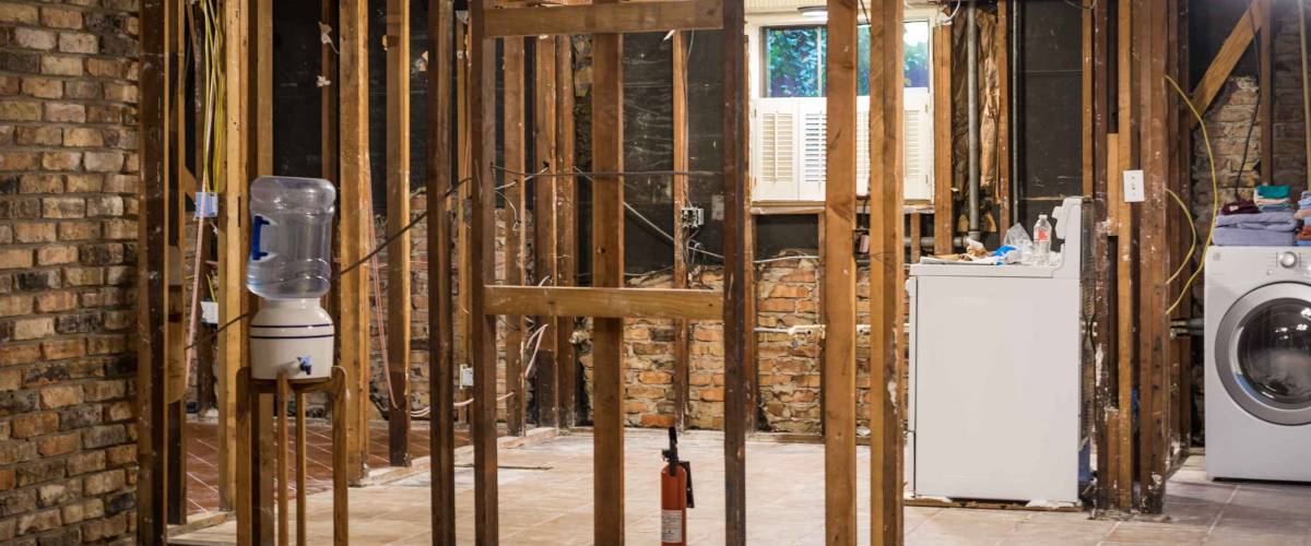Basement with walls being replaced