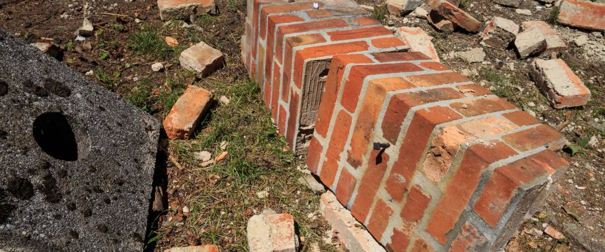 broken chimney on the ground