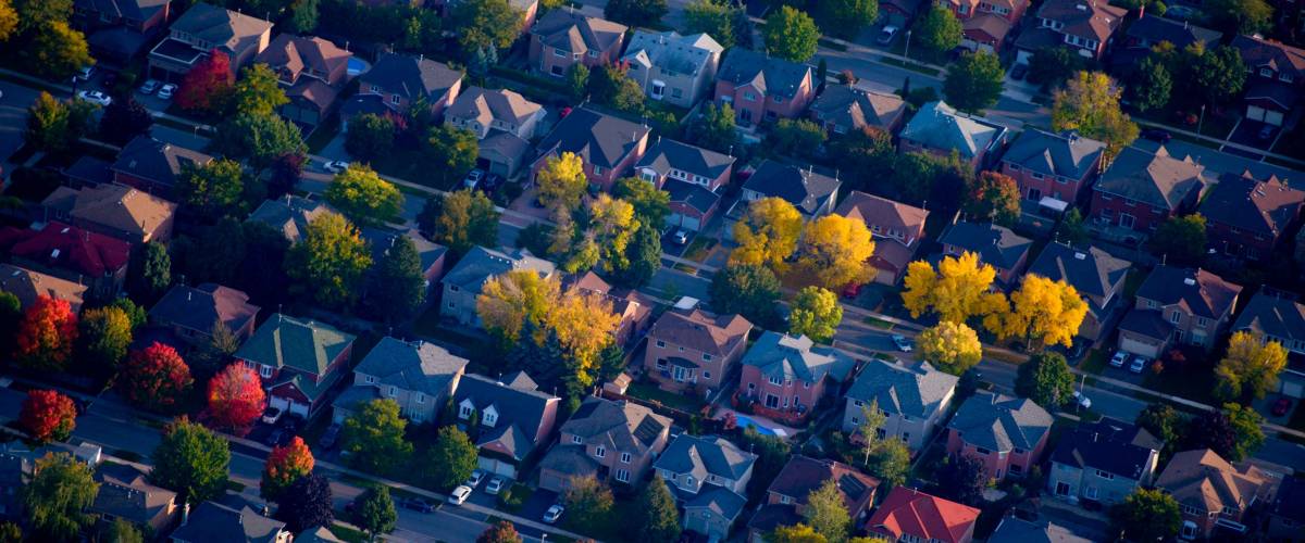 Aerial shot of housing