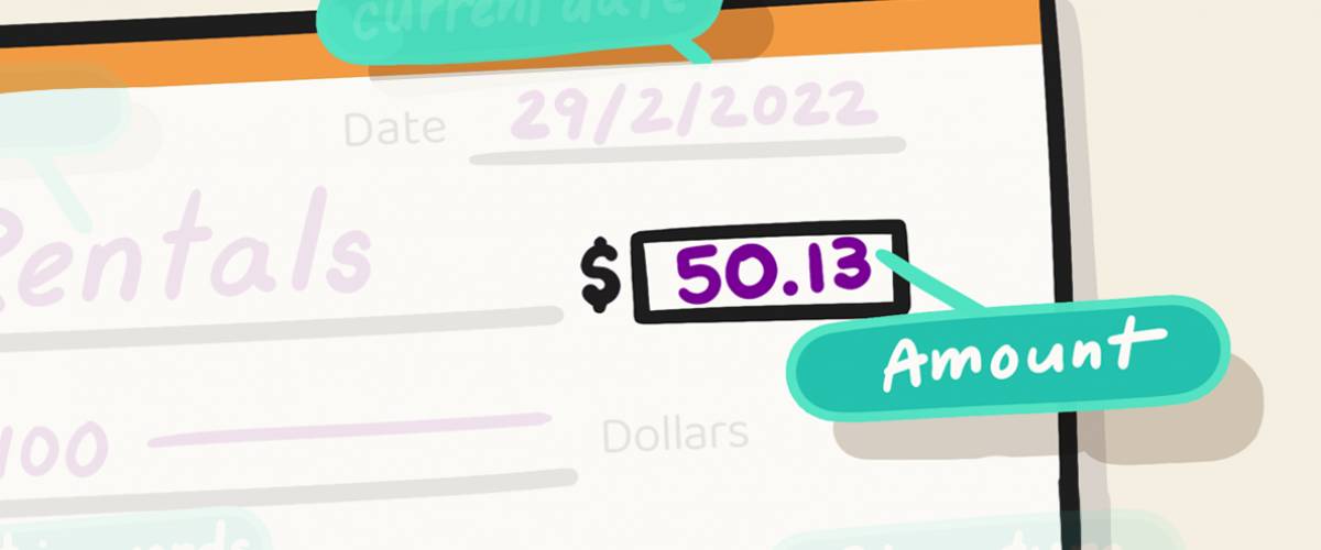 Amount section of a check