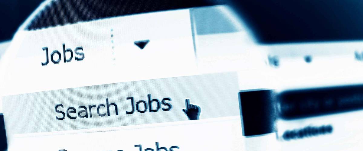 Internet job search menu under magnifier