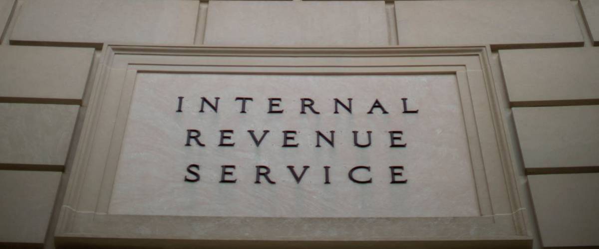 IRS Building, close up of sign